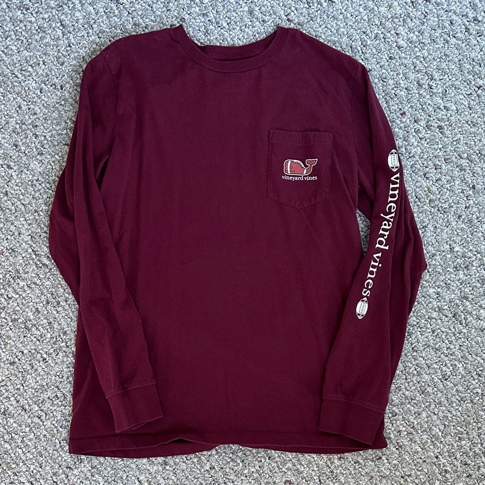 Vineyard Vines Burgundy Long Sleeve Tee football large